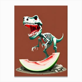 Dino eat melon - How to be vegetarian 2 Canvas Print