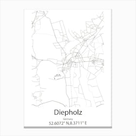 Diepholz,Germany Minimalist Map Canvas Print