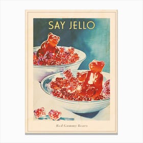 Red Gummy Bears Vintage Advertisement Illustration 2 Poster Canvas Print