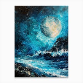 Full Moon Over The Ocean Canvas Print