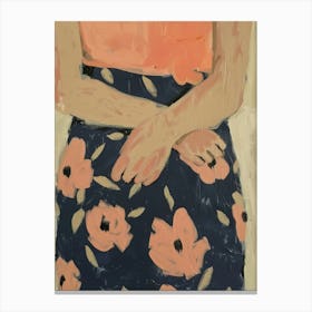 Woman In A Floral Dress 1 Canvas Print