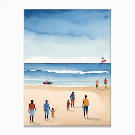 People On The Beach Painting (62) Canvas Print