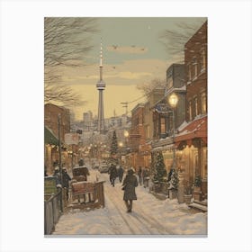 Vintage Winter Illustration Toronto Canada 3 Canvas Print