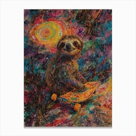 Sloth On Skateboard 2 Canvas Print