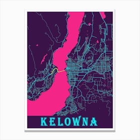 Kelowna Map Poster 1 Canvas Print