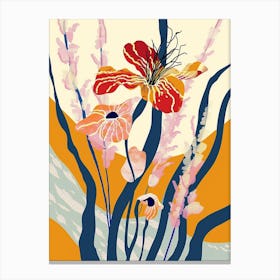 Colourful Flower Illustration Flax Flower 2 Canvas Print