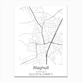 Maghull,United Kingdom Minimalist Map Canvas Print