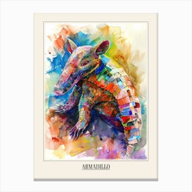 Armadillo Colourful Watercolour 1 Poster Canvas Print