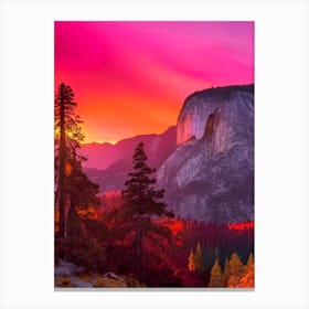 The Yosemite National Park At Sunset Pop Art  Canvas Print