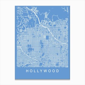 Hollywood Map Blueprint Canvas Print