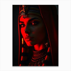 Cleopatra In Red Light - Diverse Art Illustration 51 Canvas Print