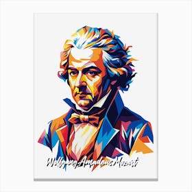 Wolfgang Amadeus Mozart 01 Portrait WPAP Pop Art Canvas Print