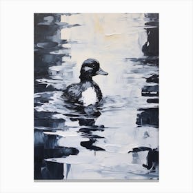 Black & White Brushstrokes Painting Of A Duckling Canvas Print