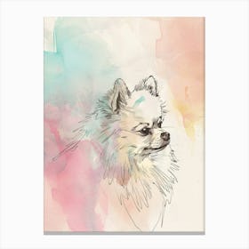 Pomeranian Dog Pastel Line Watercolour Illustration  1 Canvas Print