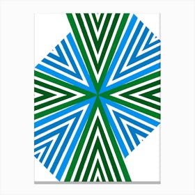 Abstract Geometric Pattern Green and Blue Canvas Print