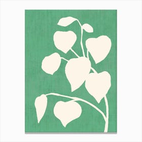 Botanic Shade Leaf Plants Minimalist Monochromatic - Green White Canvas Print