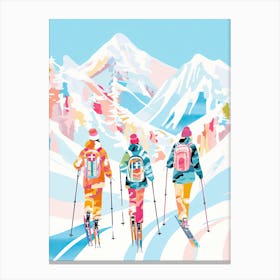 Les 3 Vallees   France, Ski Resort Illustration 0 Canvas Print