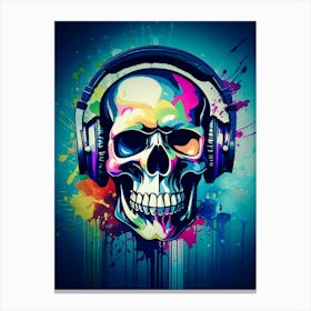 Skull With Headphones 91 Canvas Print