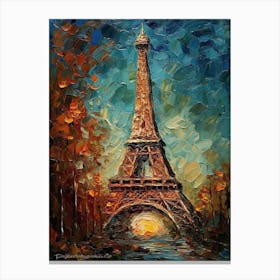 Eiffel Tower Paris France Vincent Van Gogh Style 29 Canvas Print