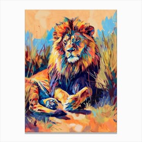 Masai Lion Resting In The Sun Fauvist Painting 1 Canvas Print