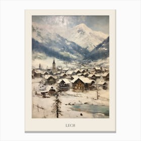 Vintage Winter Painting Poster Lech Austria 2 Canvas Print