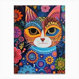 Kitsch Colourful Cat Portrait 2 Canvas Print