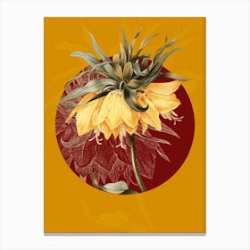 Vintage Botanical Kaiser's Crown on Circle Red on Yellow n.0125 Canvas Print