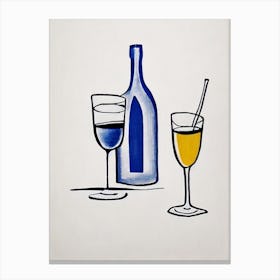 American Sparkling Wine Picasso Line Drawing Cocktail Poster Canvas Print