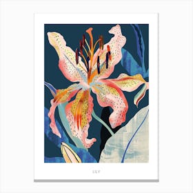 Colourful Flower Illustration Poster Lily 4 Canvas Print