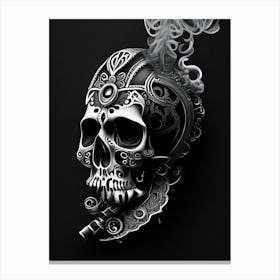 Skull With Intricate Henna 2 Designs Pink Stream Punk Canvas Print