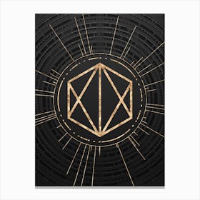 Geometric Glyph Symbol in Gold with Radial Array Lines on Dark Gray n.0142 Canvas Print
