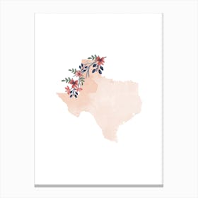 Texas Watercolor Floral State Canvas Print