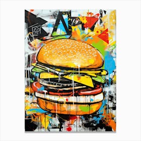 Burger colourful graffiti food Basquiat style Canvas Print