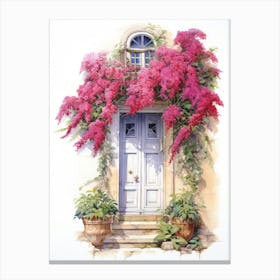 Antibes, France   Mediterranean Doors Watercolour Painting 3 Canvas Print