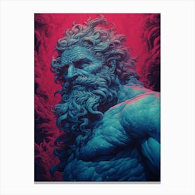  Poseidon In Blue Colour In The Style Of Virgil Finlay 2 Canvas Print