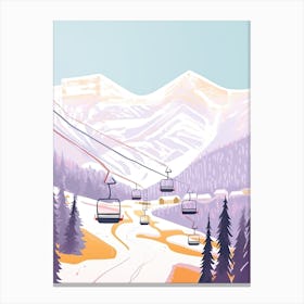 Lake Louise Ski Resort   Alberta, Canada, Ski Resort Pastel Colours Illustration 0 Canvas Print
