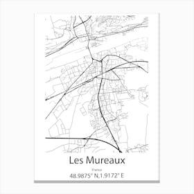 Les Mureaux,France Minimalist Map Canvas Print