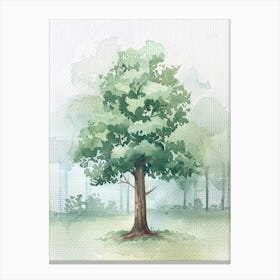 Teak Tree Atmospheric Watercolour Painting 1 Canvas Print