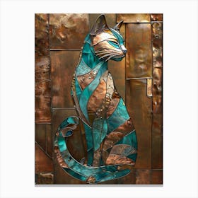 Abstract Feline In Metallic Meow Lienzo