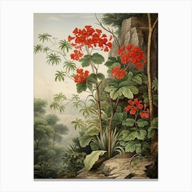 Vintage Jungle Botanical Illustration Jungle Geranium 1 Canvas Print