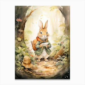 Bunny Hicking Rabbit Prints Watercolour 1 Canvas Print