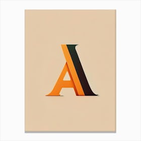 A  Letter, Alphabet Retro Minimal 2 Canvas Print