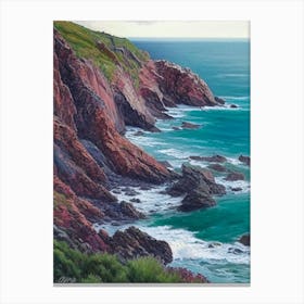 Coastal Cliffs And Rocky Shores Waterscape Crayon 1 Canvas Print