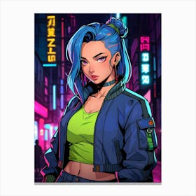 Anime Girl With Blue Hair Canvas Print