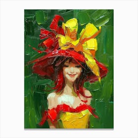 Lady In Red Hat 1 Canvas Print