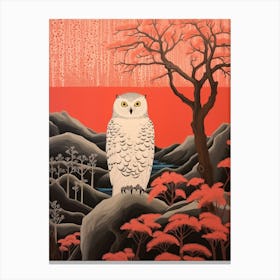 Bird Illustration Snowy Owl 3 Canvas Print