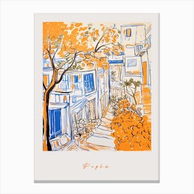 Paphos Cyprus Orange Drawing Poster Canvas Print