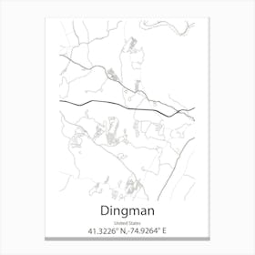 Dingman,United States Minimalist Map 1 Canvas Print