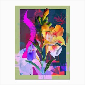 Freesia 3 Neon Flower Collage Canvas Print