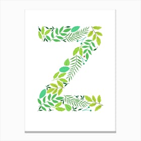 Leafy Letter Z Canvas Print